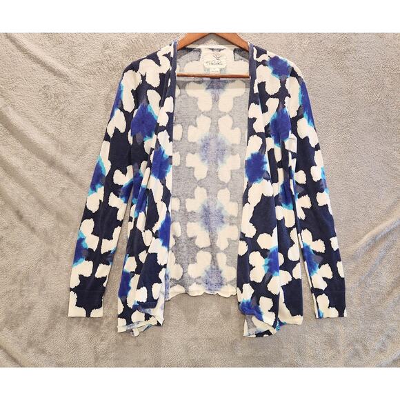 Tabitha Womens Blue White Cotton Kaleidolight Open Cardigan Size XS Oversized - Picture 1 of 8